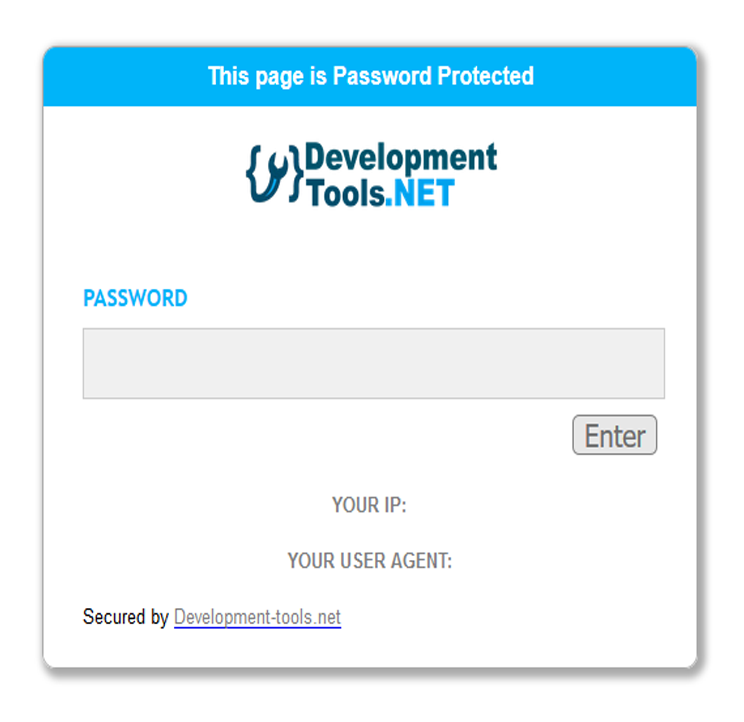 Development Tools webpage password protection tool